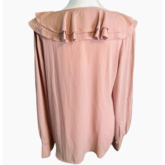 Ann Taylor Pink Ruffle Neck Long Sleeve Blouse - Size Small- NWT - Picture 3 of 5